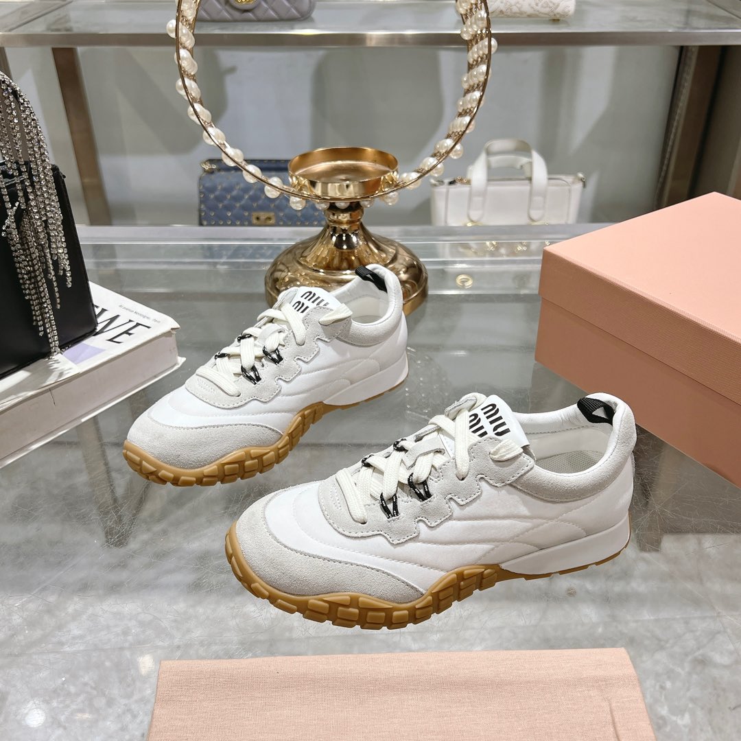Miu Miu Tyre Technical Fabric And Suede Sneakers - 
