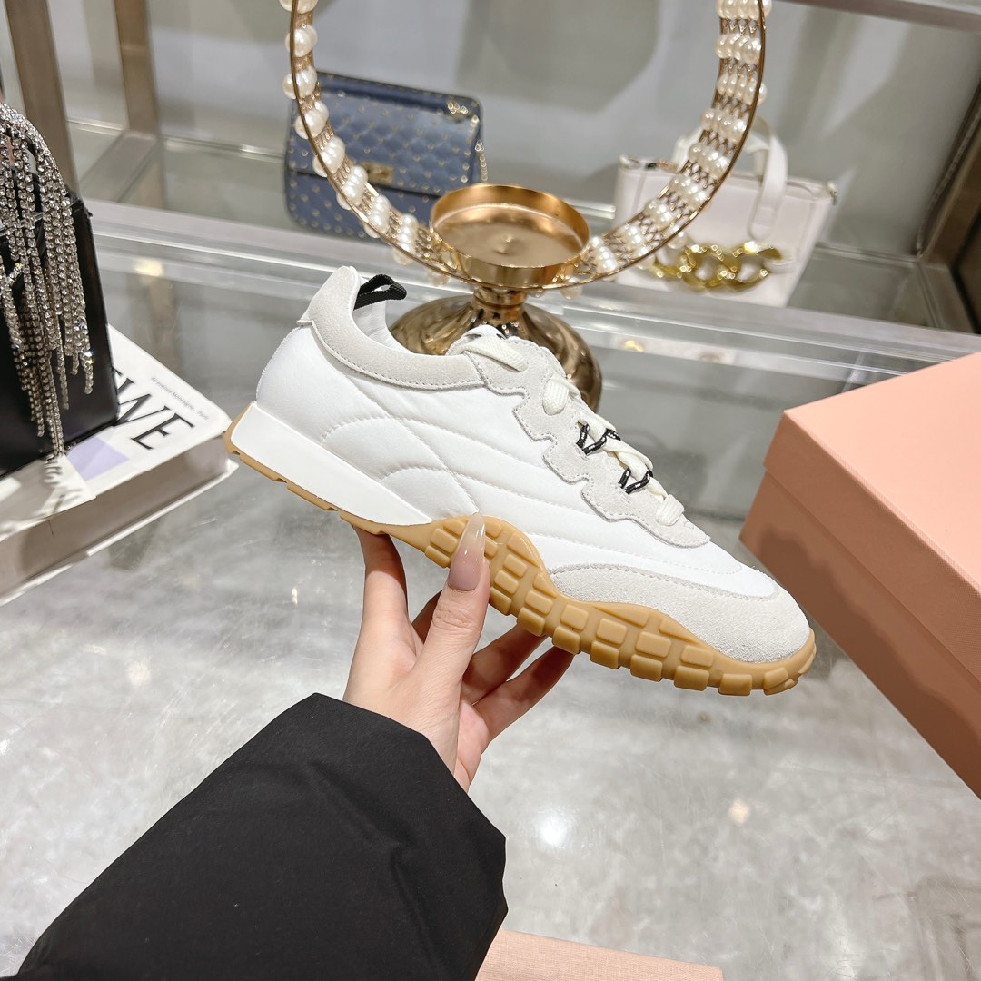 Miu Miu Tyre Technical Fabric And Suede Sneakers - 