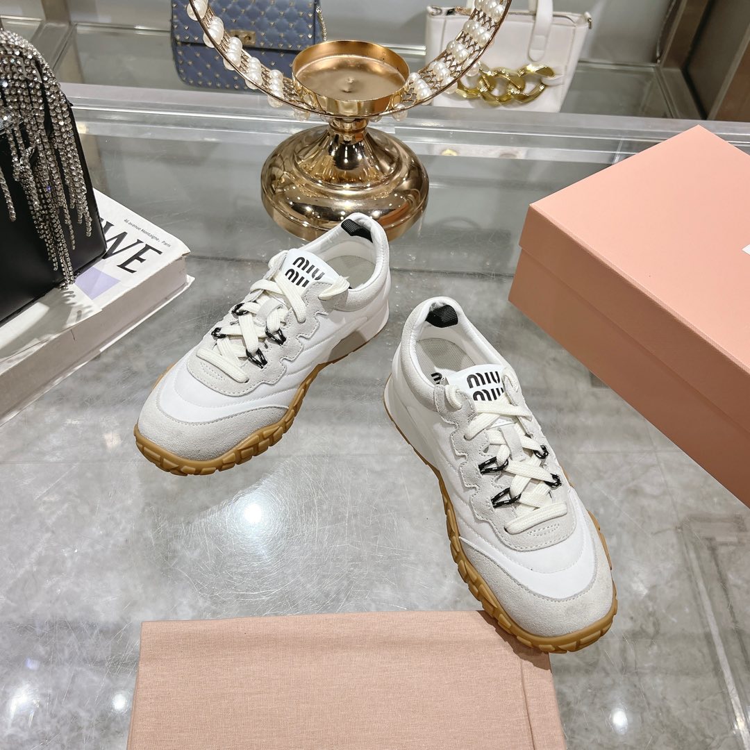 Miu Miu Tyre Technical Fabric And Suede Sneakers - 