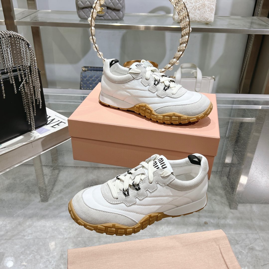 Miu Miu Tyre Technical Fabric And Suede Sneakers - 