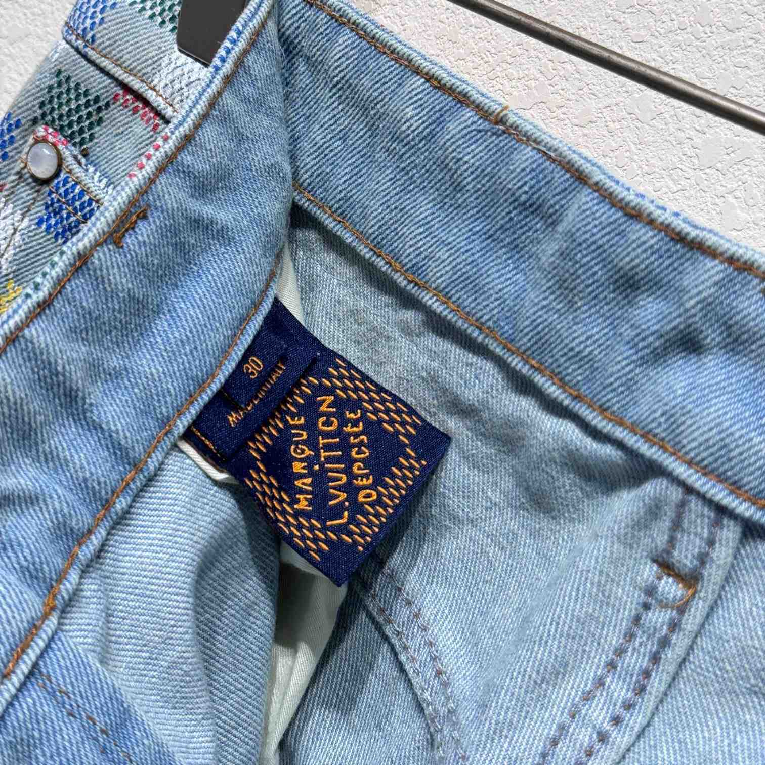 Louis Vuitton Damier Denim Wide-Leg Pants  1AHBMK - 