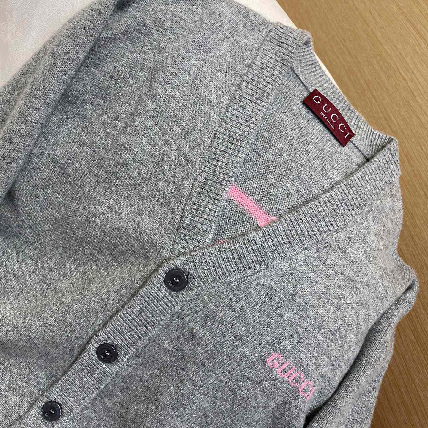 Gucci Wool Cashmere Cardigan With Intarsia  - 