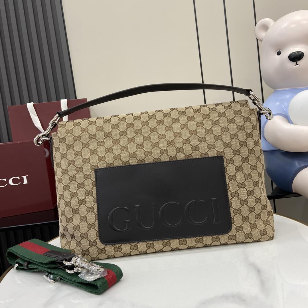 Gucci Medium GG Crossbody Bag With Web - DesignerGu