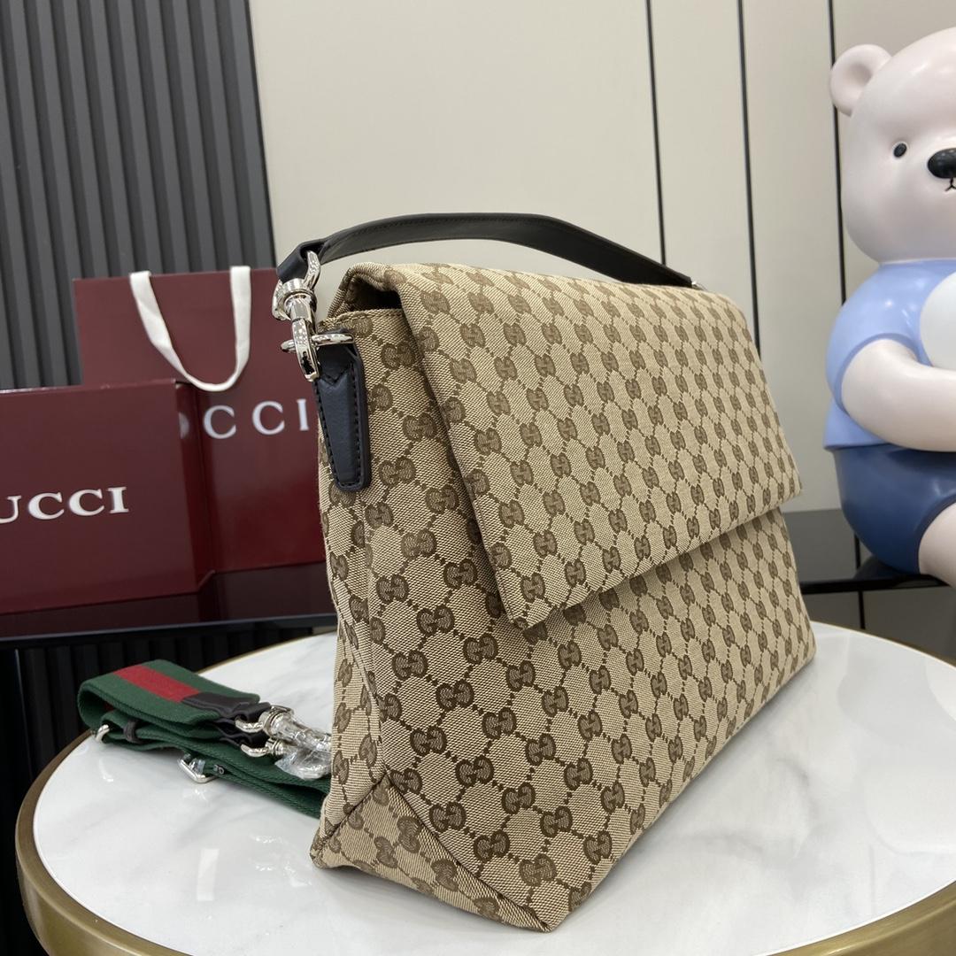Gucci Medium GG Crossbody Bag With Web - DesignerGu