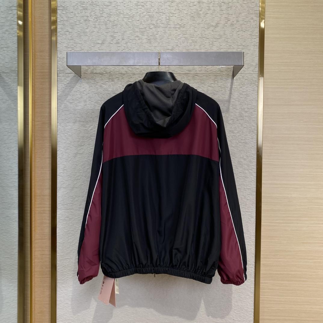 Miu Miu Technical Silk Zipper Blouson Jacket - 