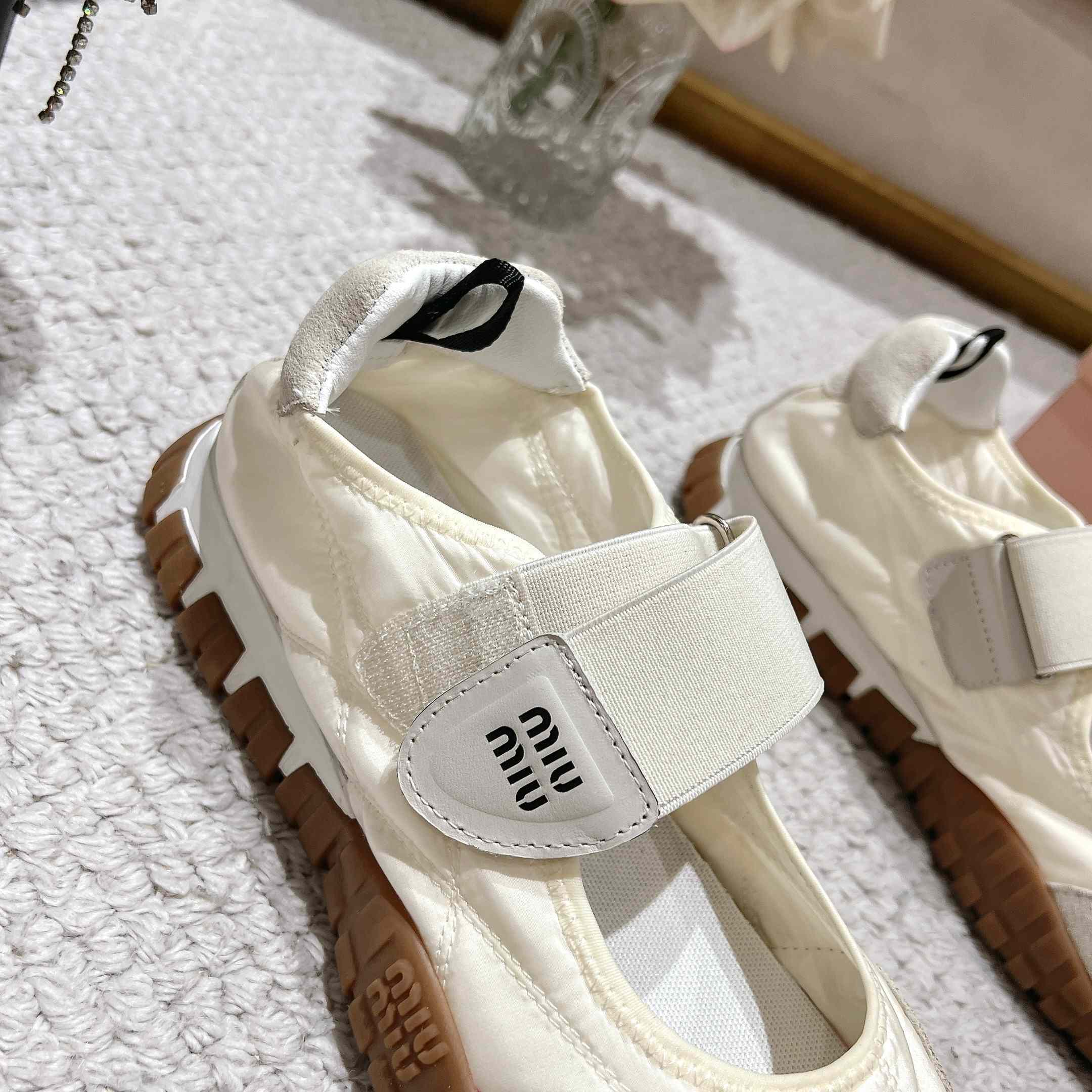 Miu Miu Tyre Technical Fabric And Suede Ballerinas - 
