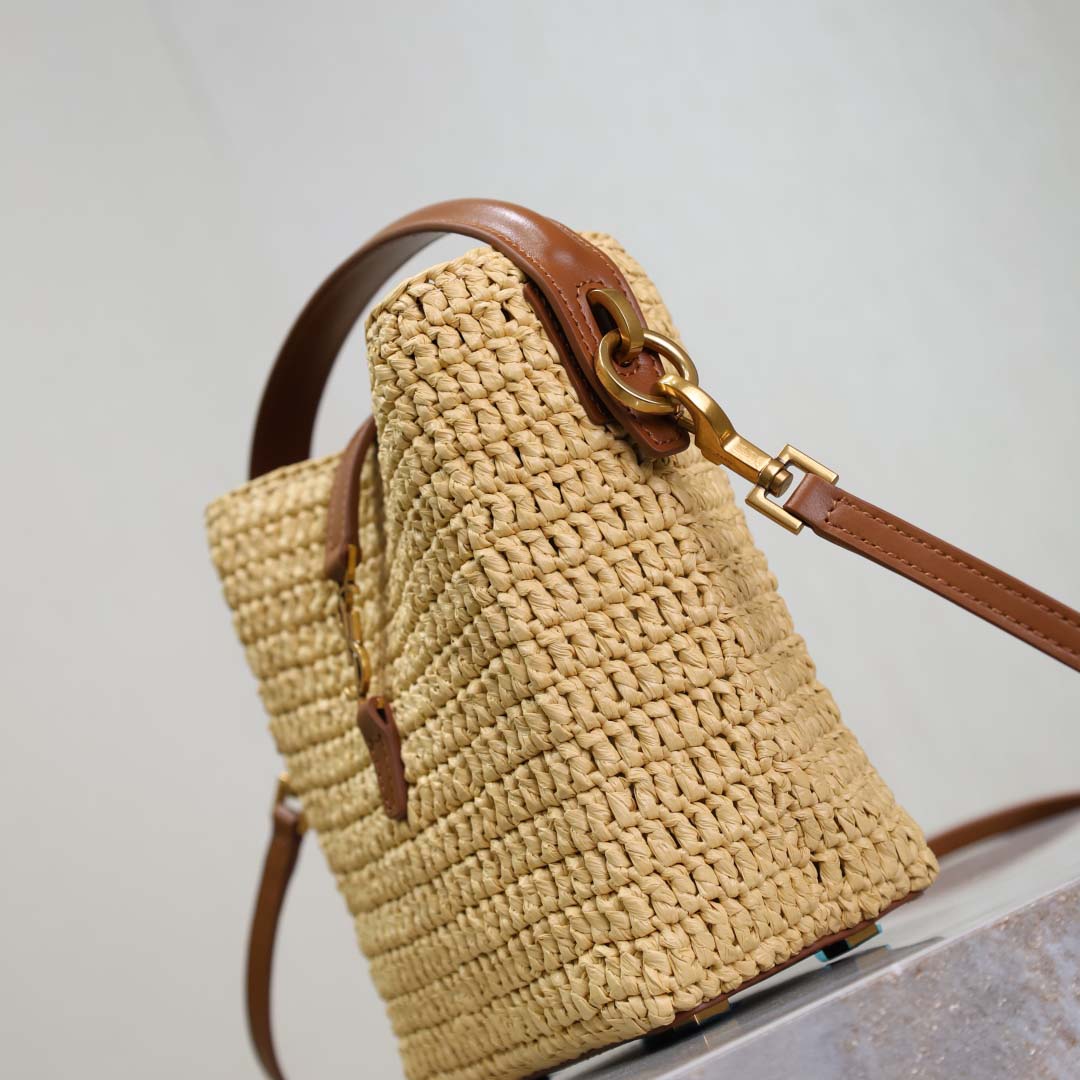 Saint Laurent Le 37 Mini In Raffia - 