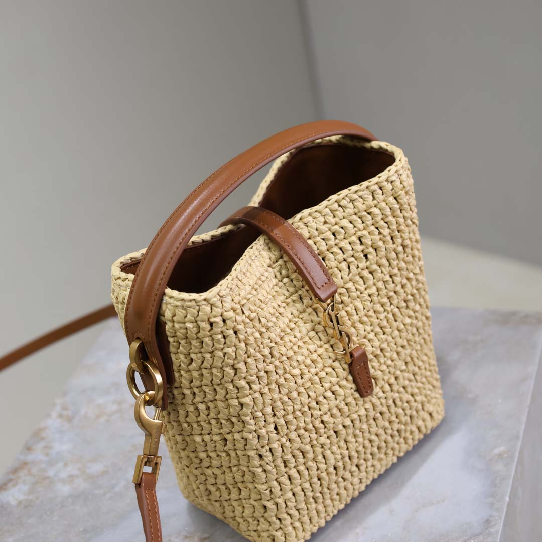 Saint Laurent Le 37 Mini In Raffia - 