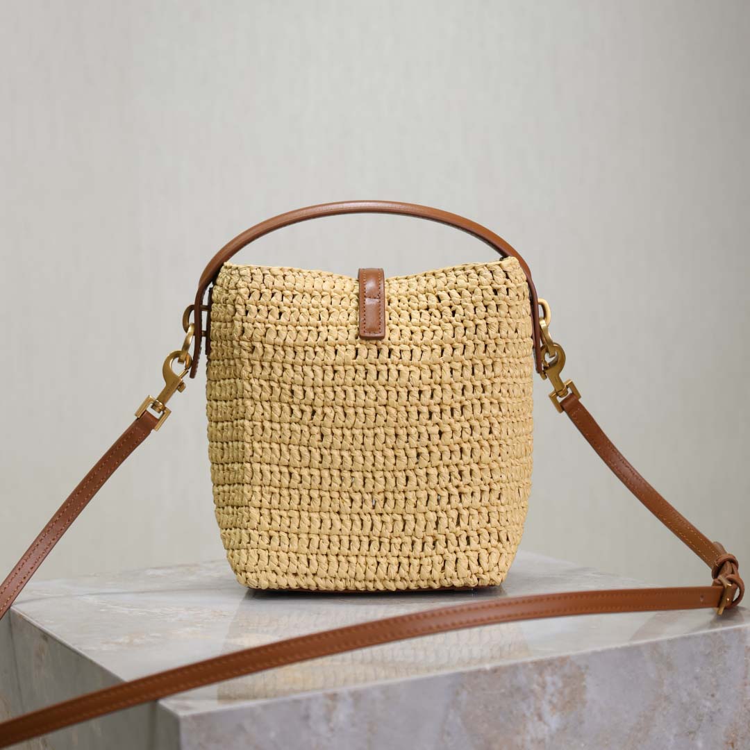 Saint Laurent Le 37 Mini In Raffia - 