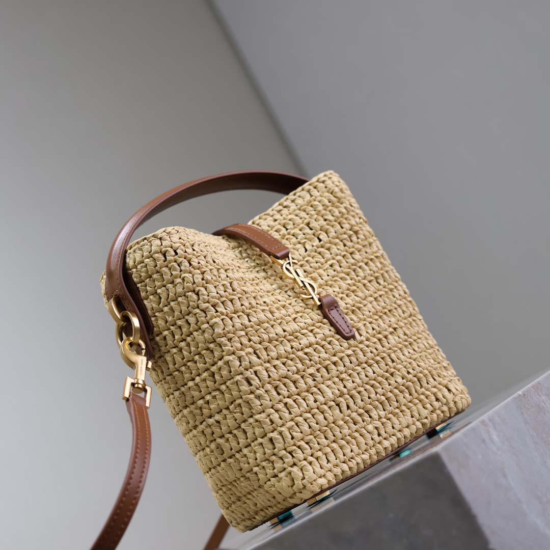 Saint Laurent Le 37 Mini In Raffia - 