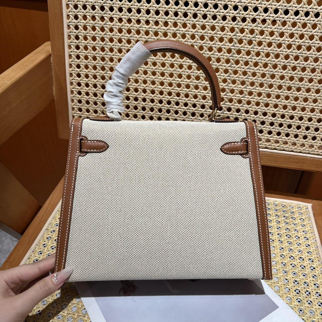 Hermes Vintage Toile & Barenia Kelly 25 - 