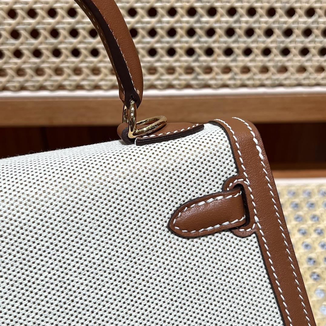 Hermes Vintage Toile & Barenia Kelly 25 - 