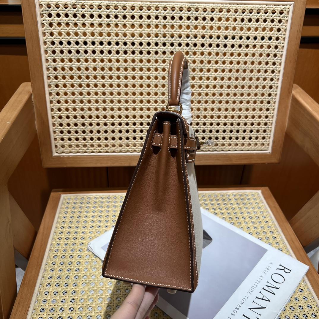 Hermes Vintage Toile & Barenia Kelly 25 - 