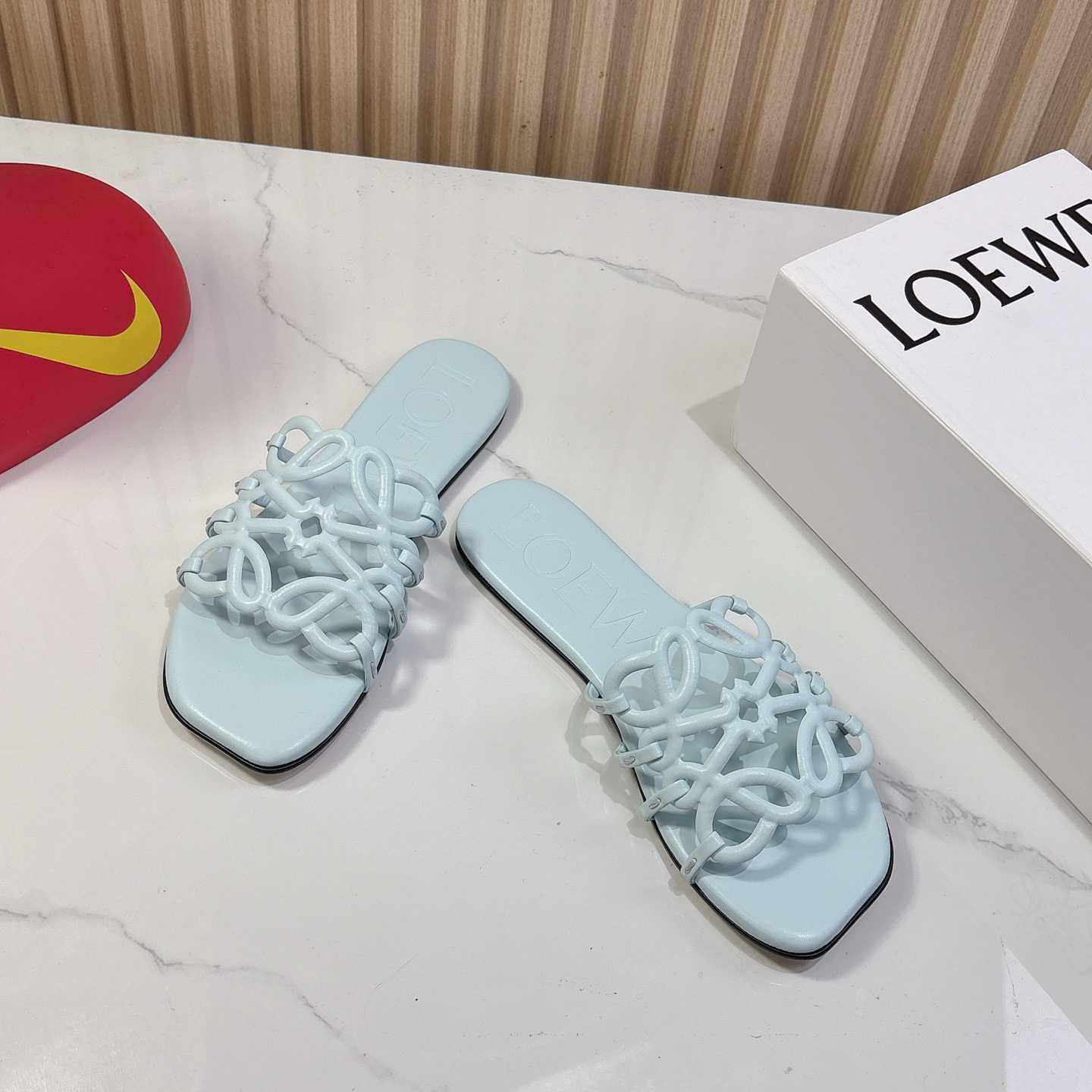 Loewe Petal Anagram Slide In Soft Calfskin  - 