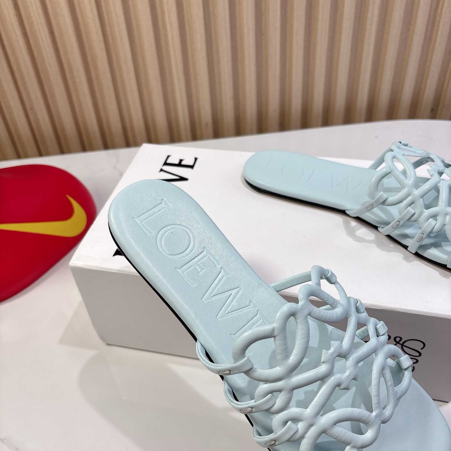 Loewe Petal Anagram Slide In Soft Calfskin  - 