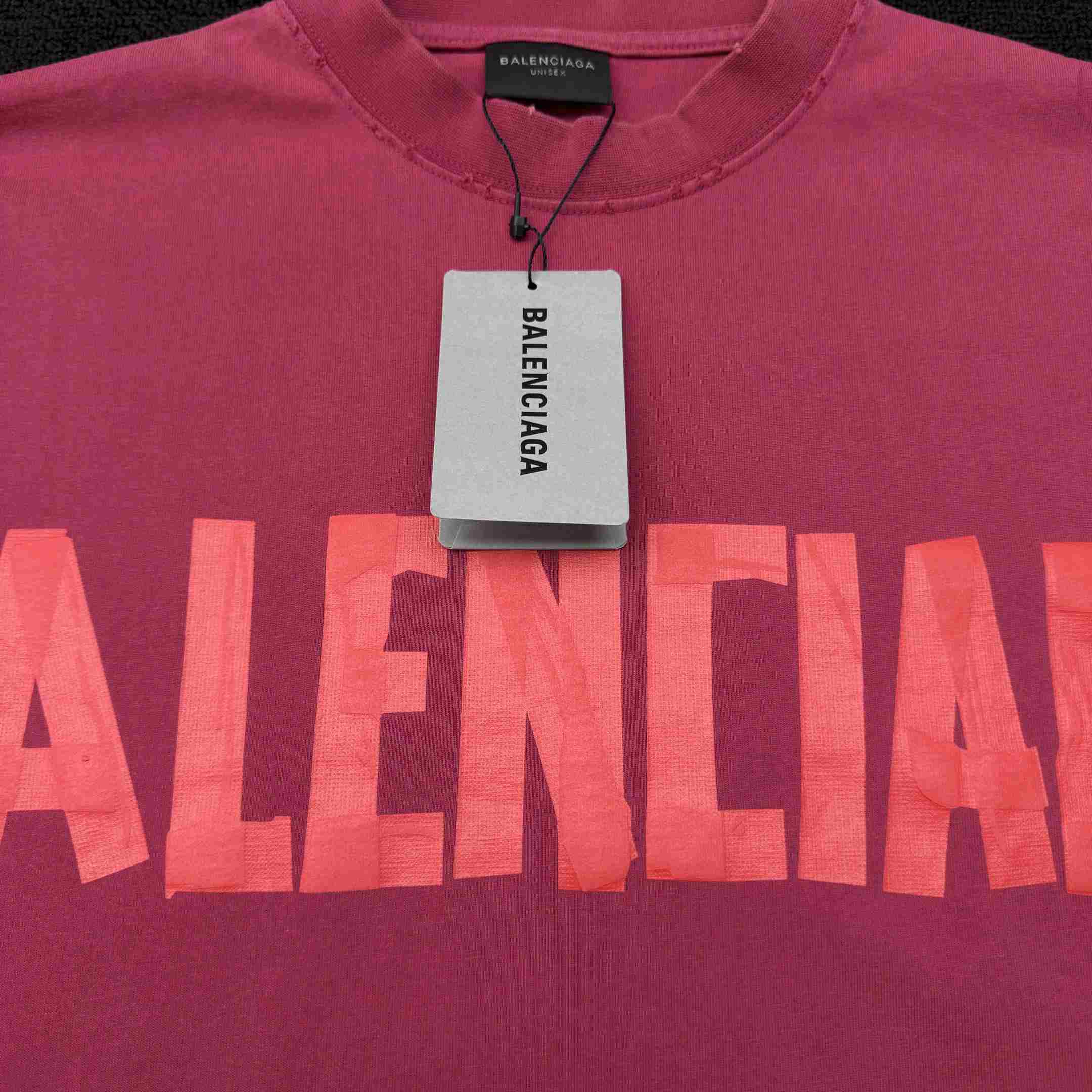 Balenciaga Tape Type T-Shirt Medium Fit In raspberry Dry Jersey - DesignerGu