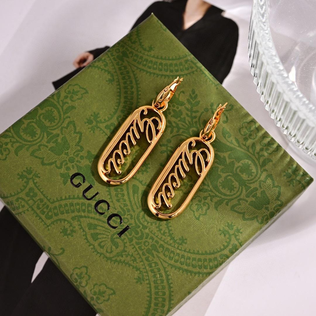 Gucci Script Logo Drop Earrings - DesignerGu