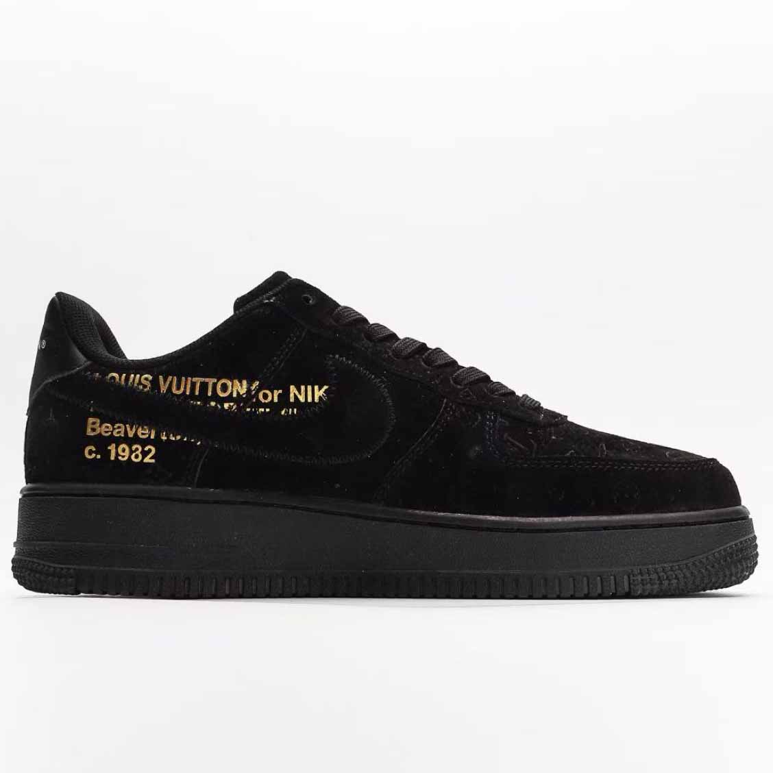 Nike x Louis Vuitton Air Force 1 Low 'Triple Black' - DesignerGu
