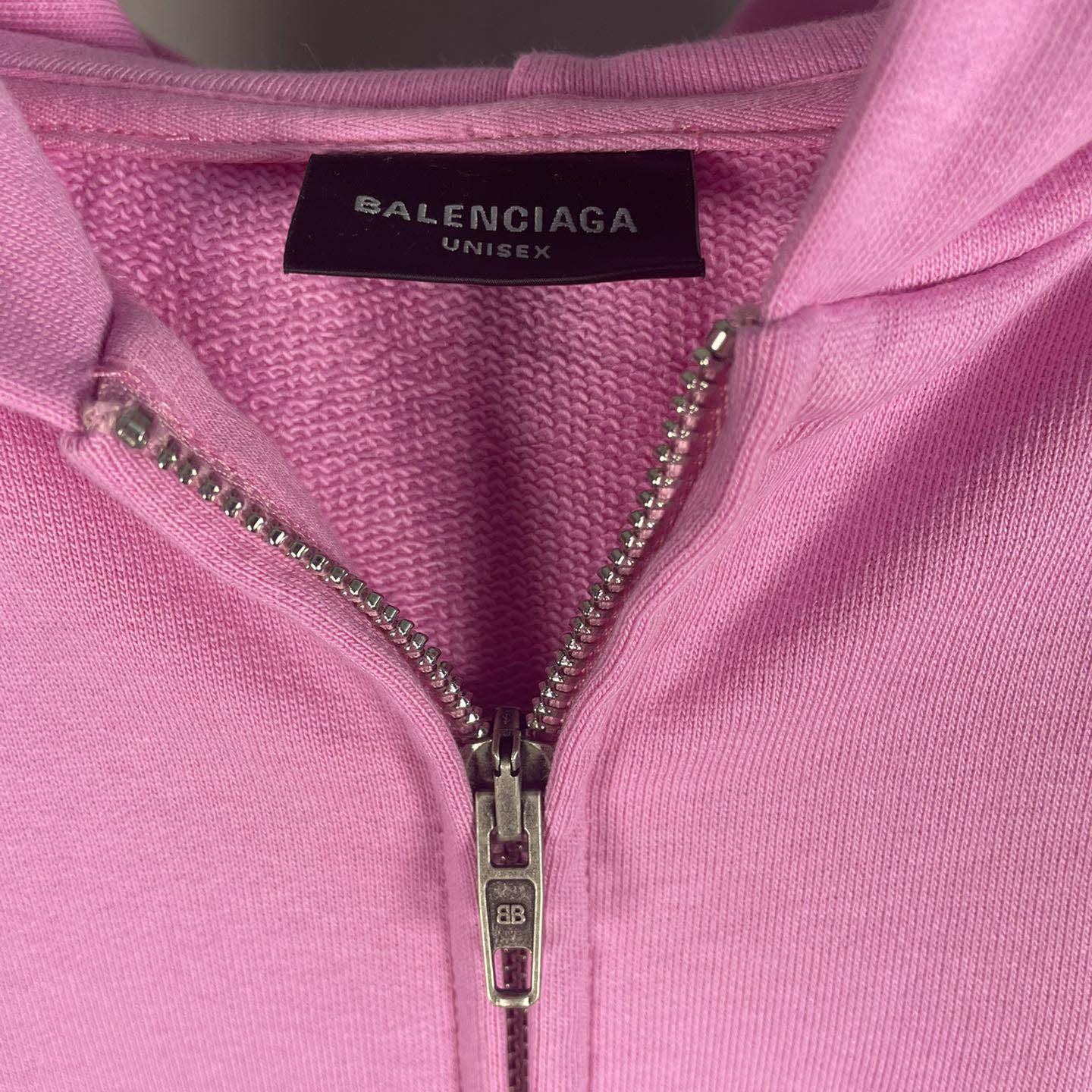 Balenciaga Paris Pink Soccer Zip-up Hoodie - DesignerGu