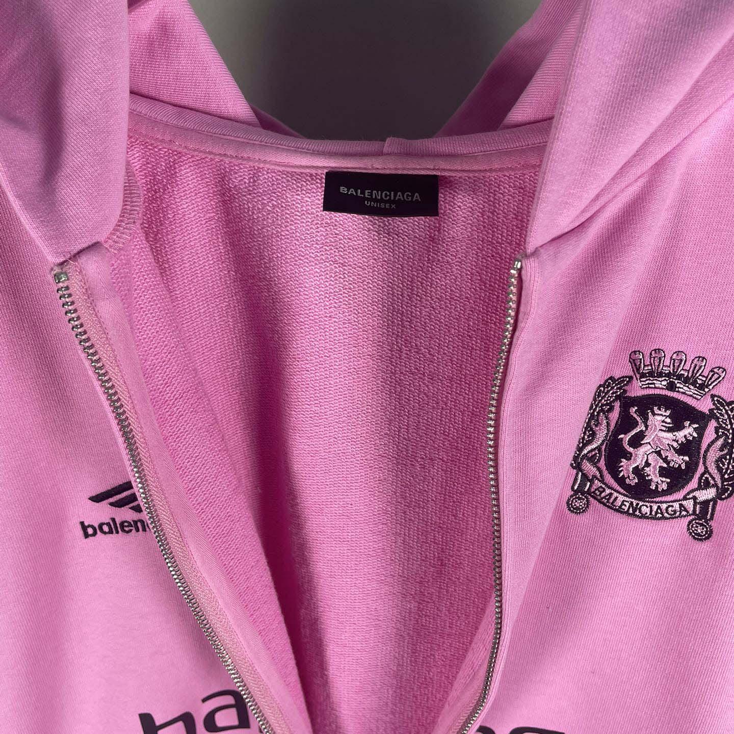 Balenciaga Paris Pink Soccer Zip-up Hoodie - DesignerGu
