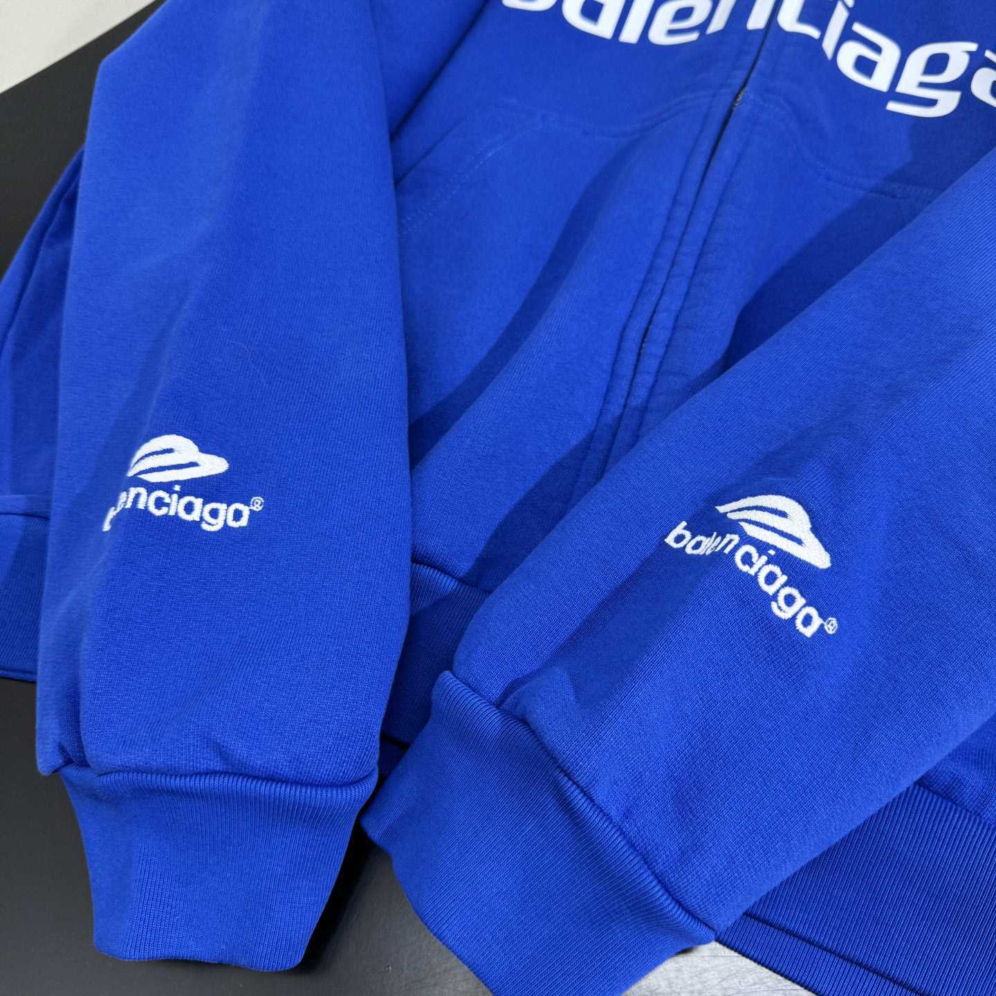 Balenciaga Paris Blue Soccer Zip-up Hoodie - DesignerGu