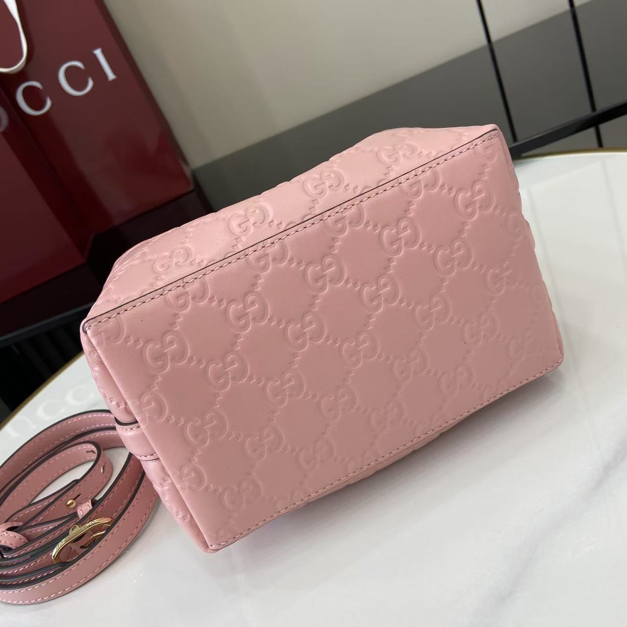 Gucci GG Emblem Nano Bucket Bag - DesignerGu