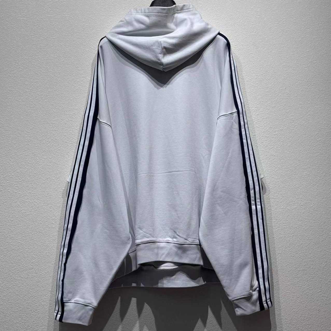 Balenciaga Unity Sports Bal Large Hoodie In Dirty White And Black Dry Fleece - DesignerGu