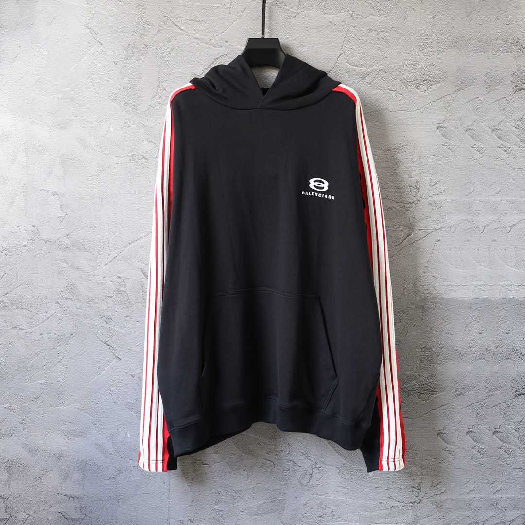 Balenciaga Unity Sports Icon Large Hoodie in faded black and white dry fleece - DesignerGu