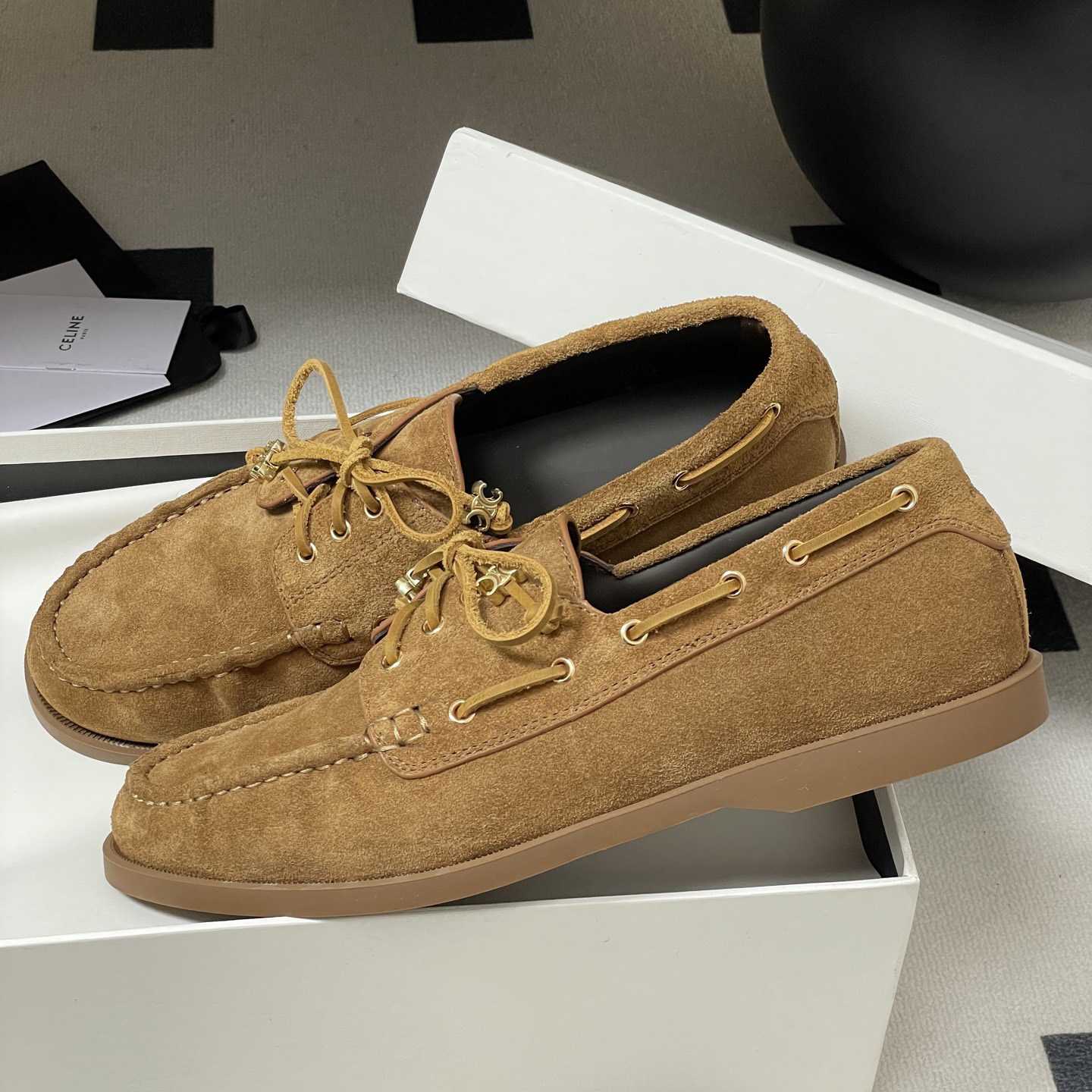 Celine Bateau In Suede Calfskin - DesignerGu