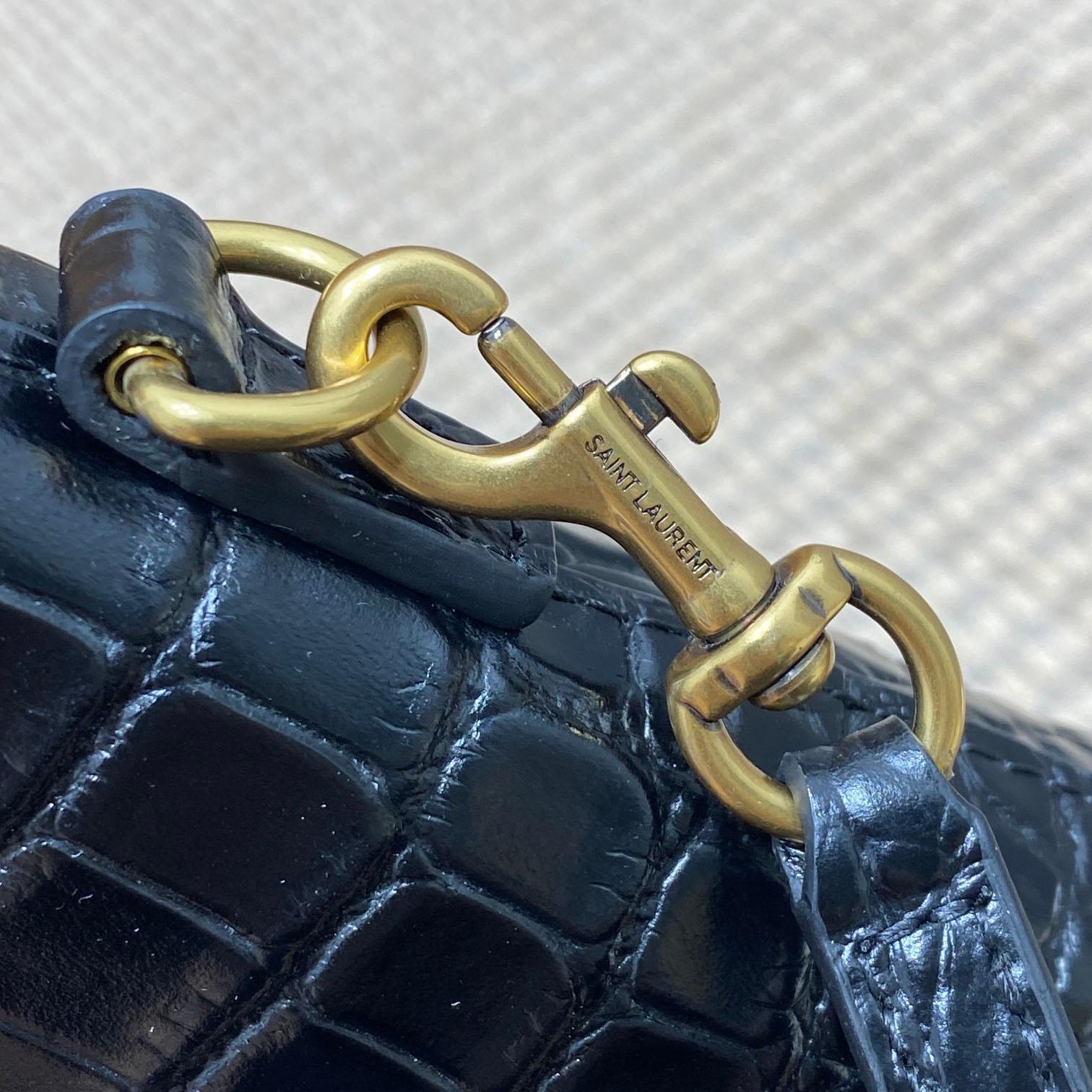 Saint Laurent Mini Toy Shopping Saint Laurent In Crocodile -  Embossed Leather - DesignerGu