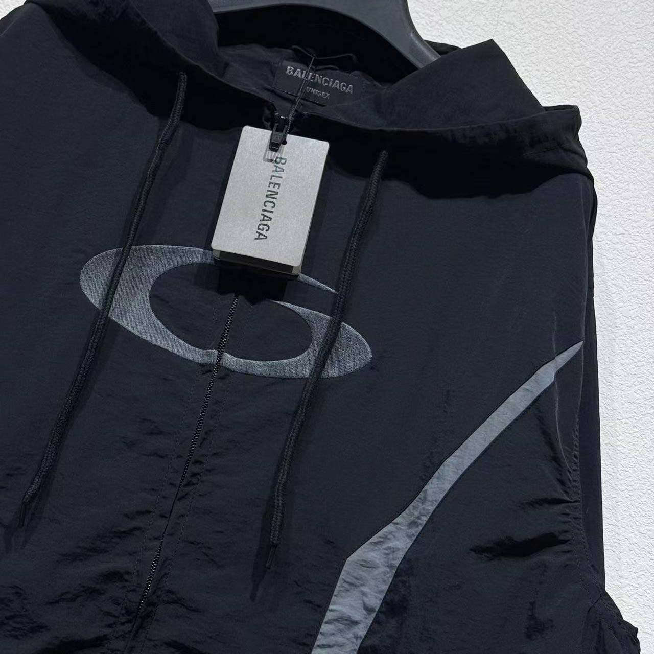 Balenciaga Loop Sports Icon Large Tracksuit Jacket 'Black/Elephant Grey' - DesignerGu