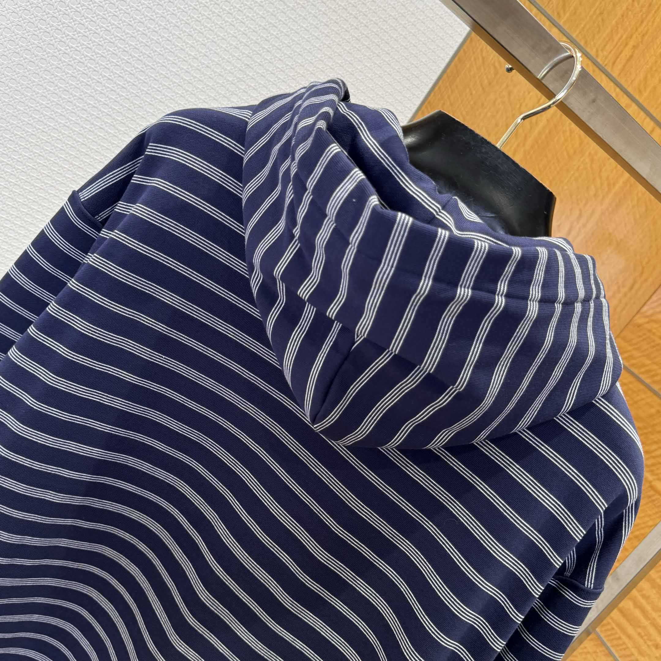 Miu Miu Striped Cotton Fleece Hoodie Jacket - DesignerGu