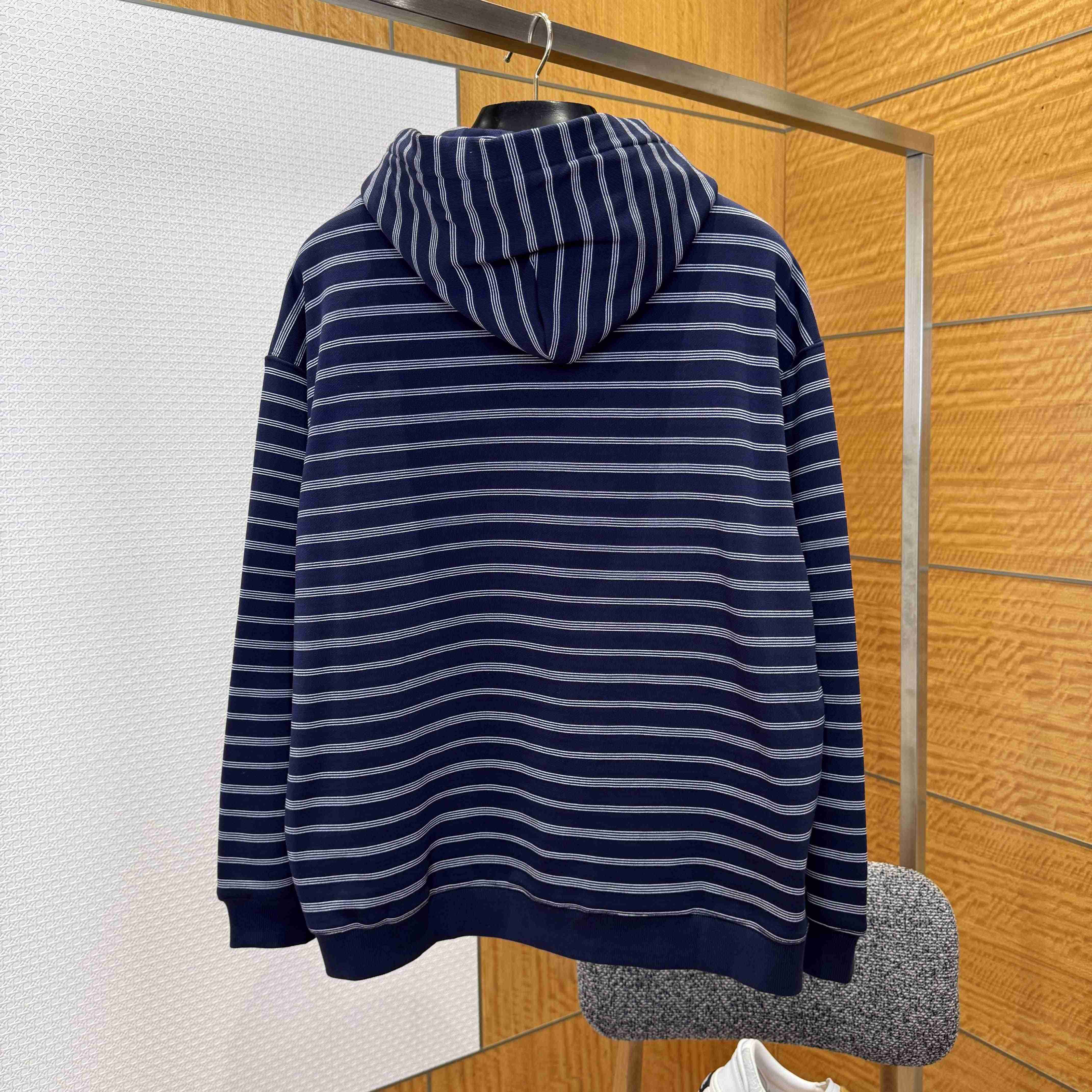 Miu Miu Striped Cotton Fleece Hoodie Jacket - DesignerGu