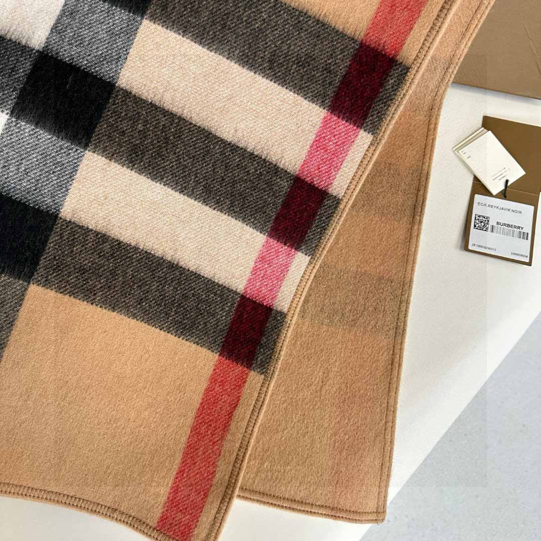 Burberry Reversible Monogram Wool Cashmere Jacquard Cape - DesignerGu
