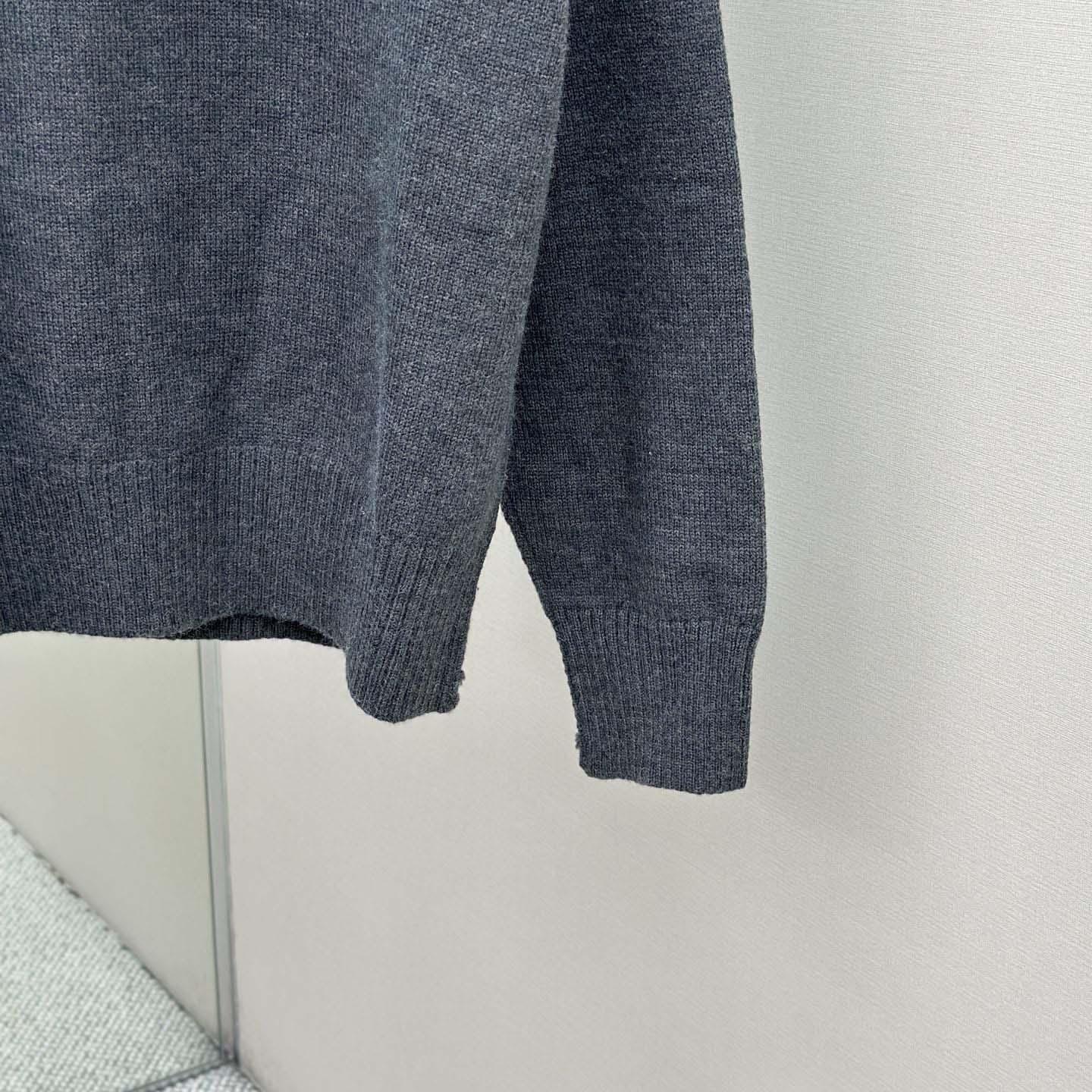 AMI Paris Grey Wool Ami De Coeur Polo - DesignerGu