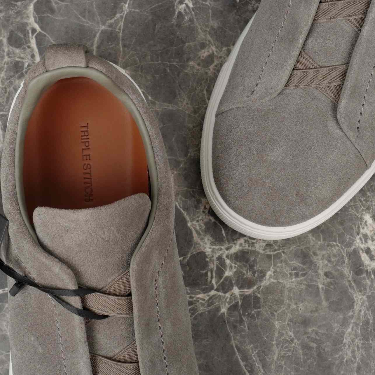 Zegna Utility Blue suede Triple Stitch™ Sneakers - DesignerGu