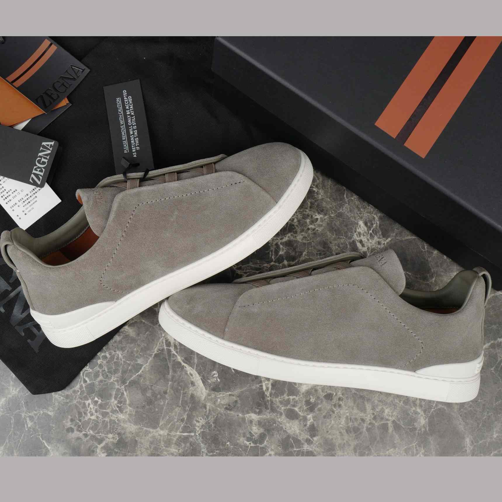 Zegna Utility Blue suede Triple Stitch™ Sneakers - DesignerGu