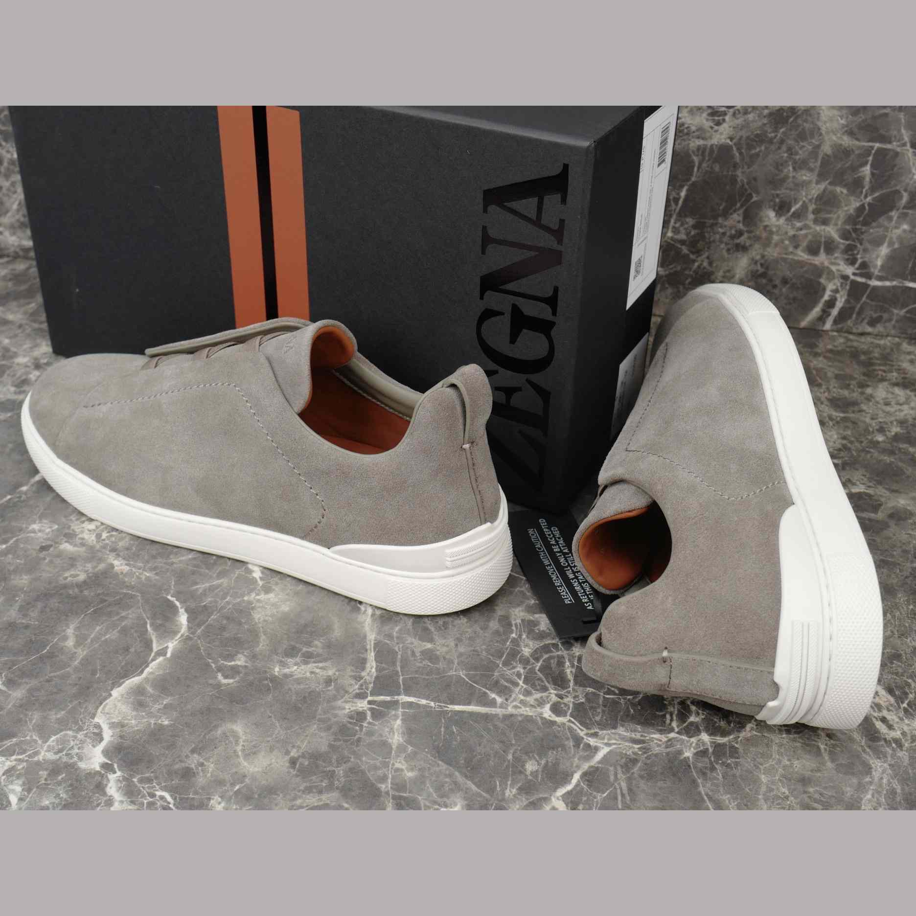 Zegna Utility Blue suede Triple Stitch™ Sneakers - DesignerGu