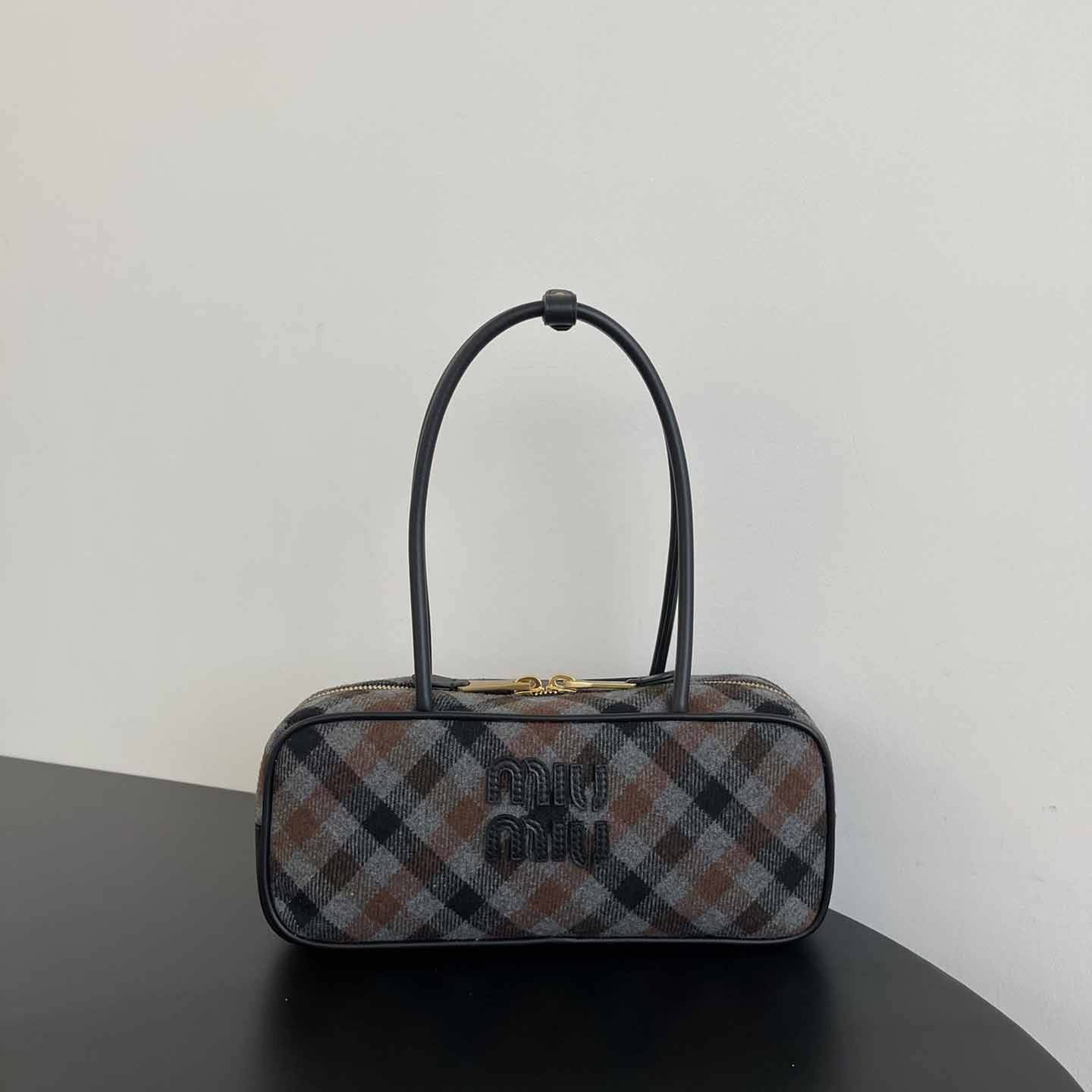 Miu Miu Beau Plaid And Leather Bag Miu Miu Beau Plaid And Leather Bag - DesignerGu