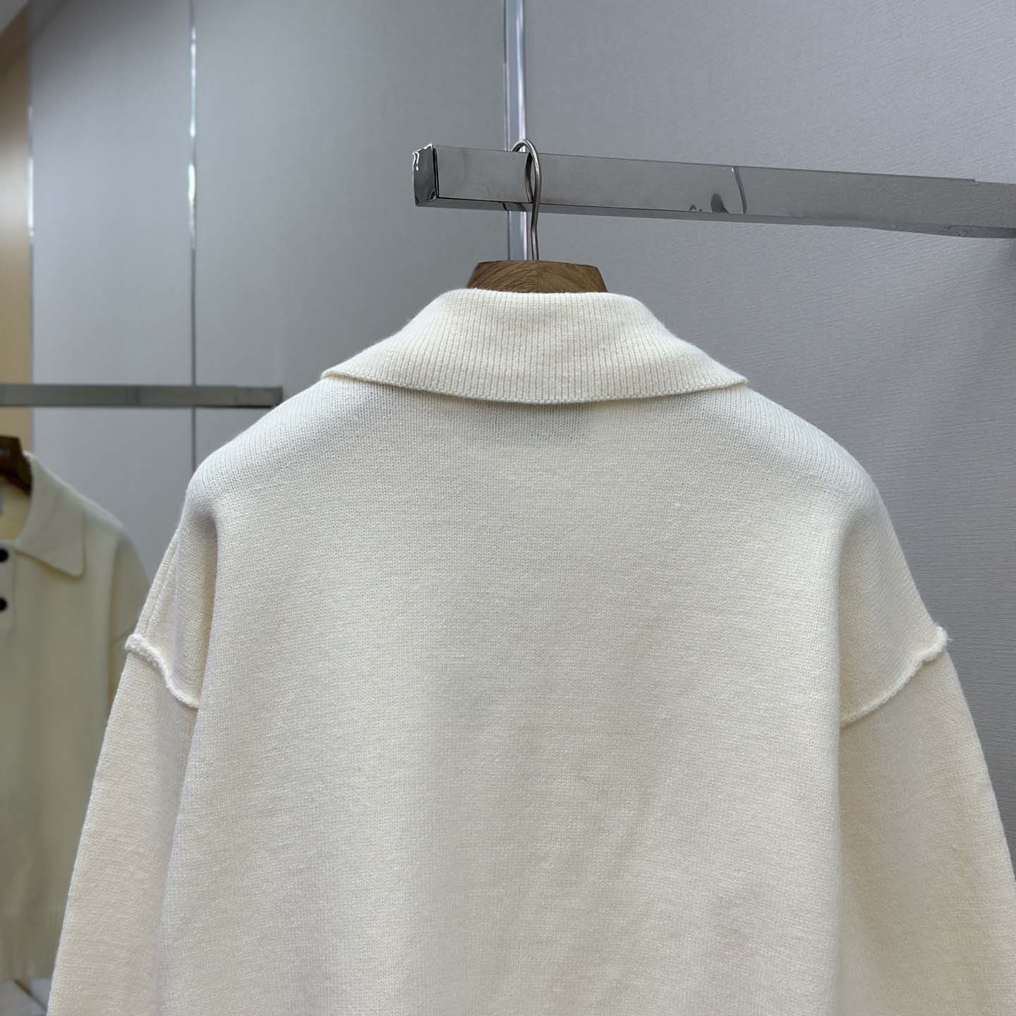 AMI Paris White Wool Ami De Coeur Polo - DesignerGu