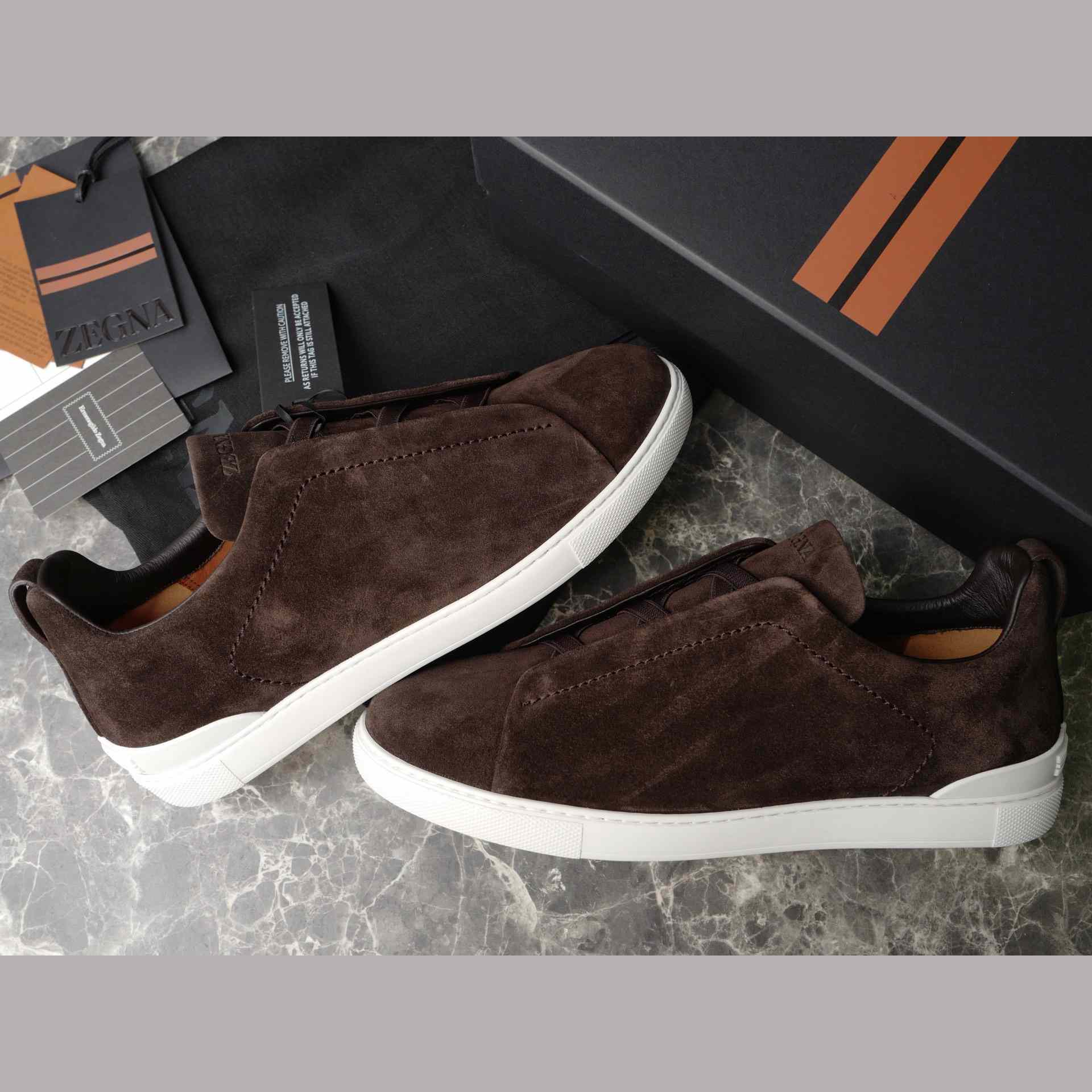 Zegna Utility Blue suede Triple Stitch™ Sneakers - DesignerGu