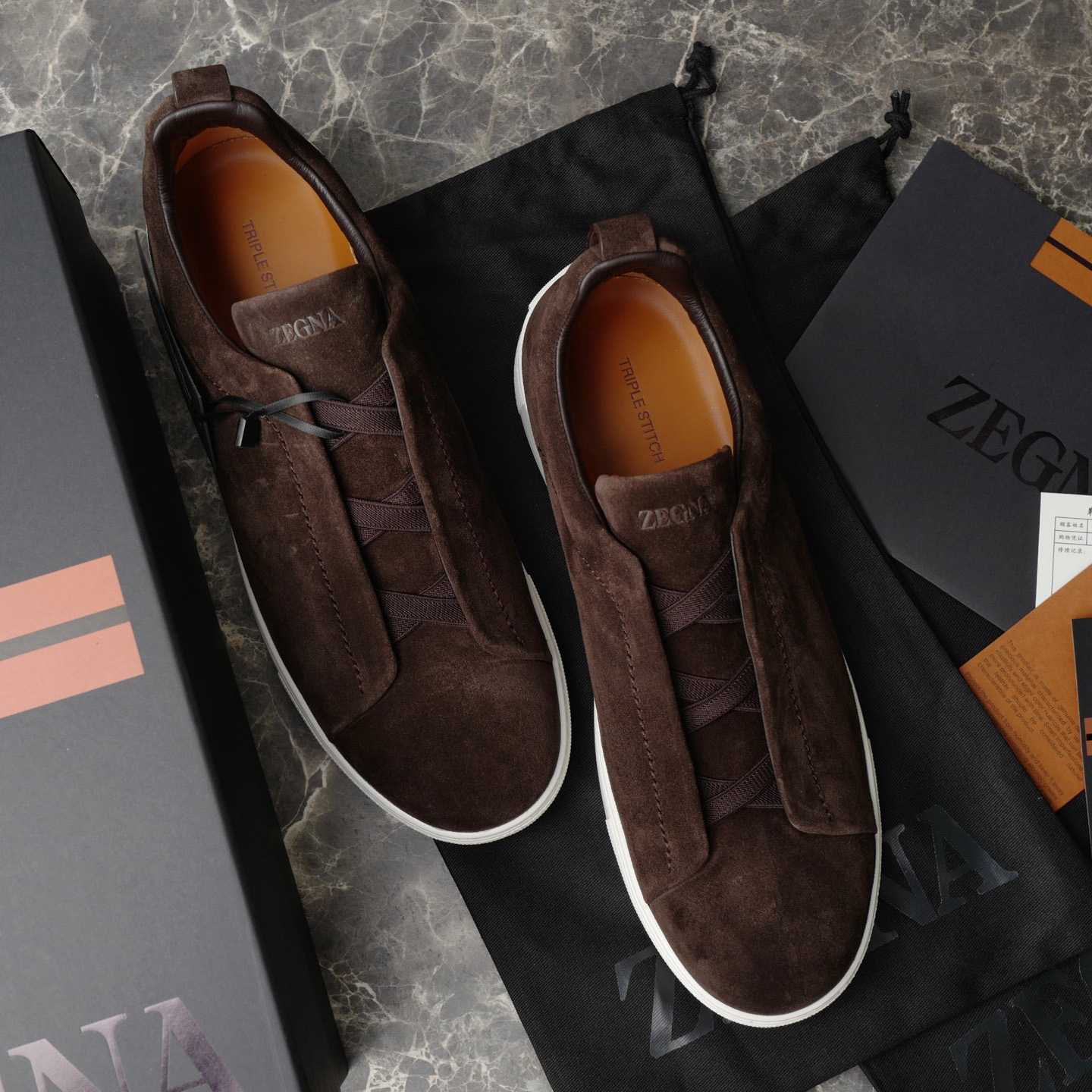 Zegna Utility Blue suede Triple Stitch™ Sneakers - DesignerGu