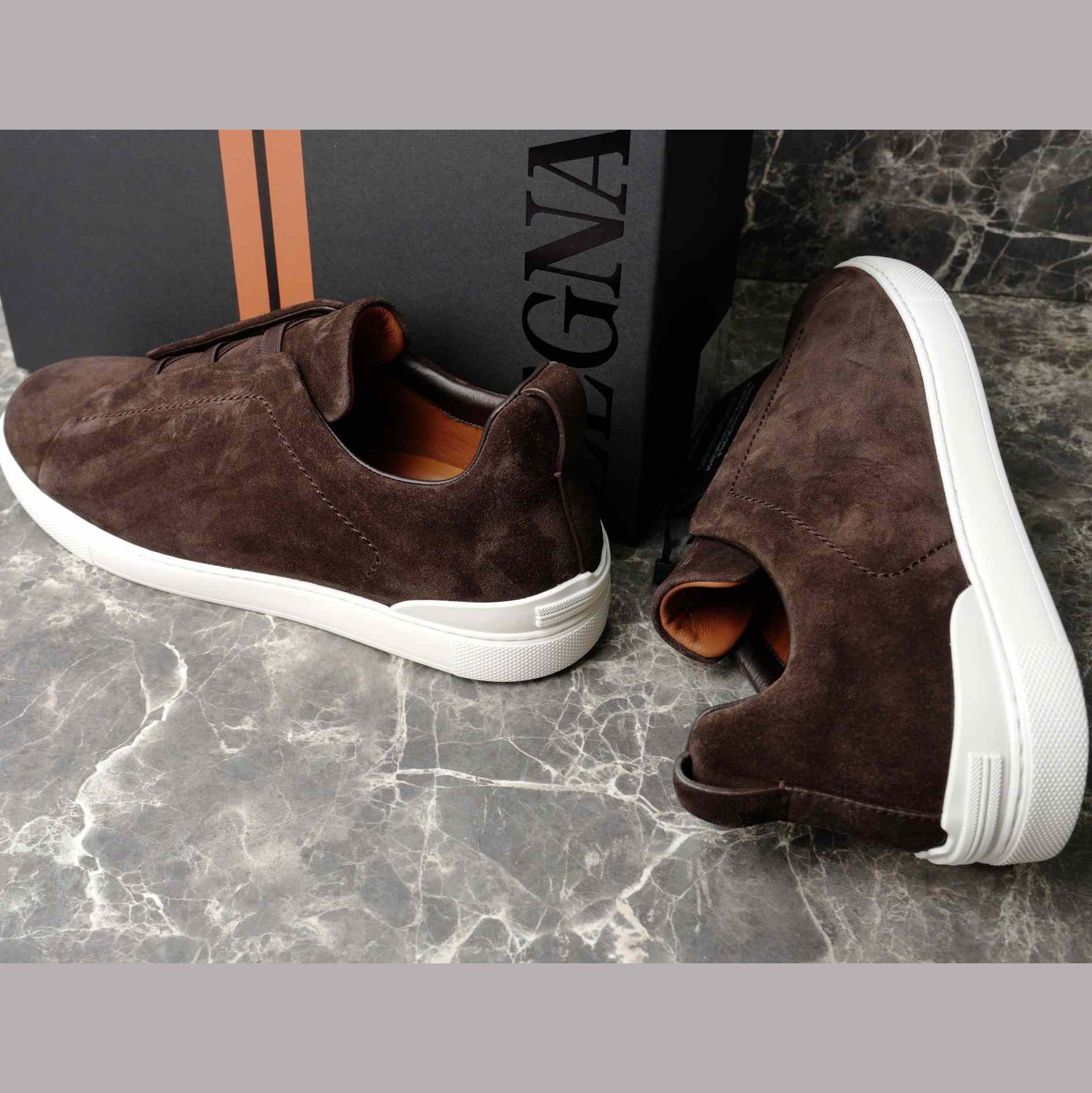 Zegna Utility Blue suede Triple Stitch™ Sneakers - DesignerGu