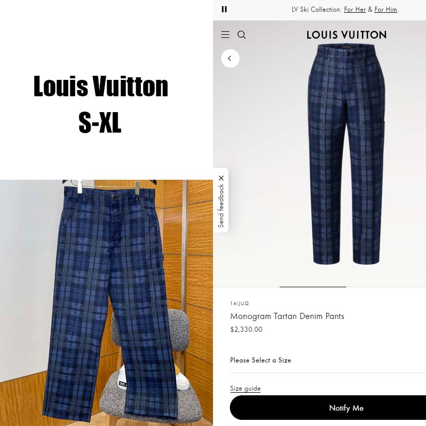 Louis Vuitton Monogram Tartan Denim Pants   1AIJUQ - DesignerGu