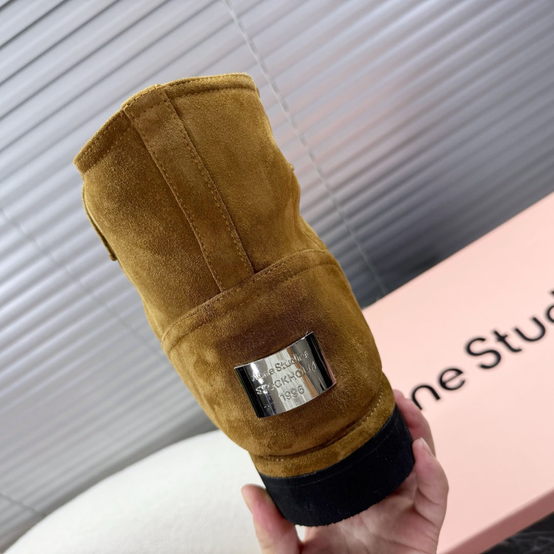 Acne Studios Tobacco Brown Shearling Leather Boots - DesignerGu