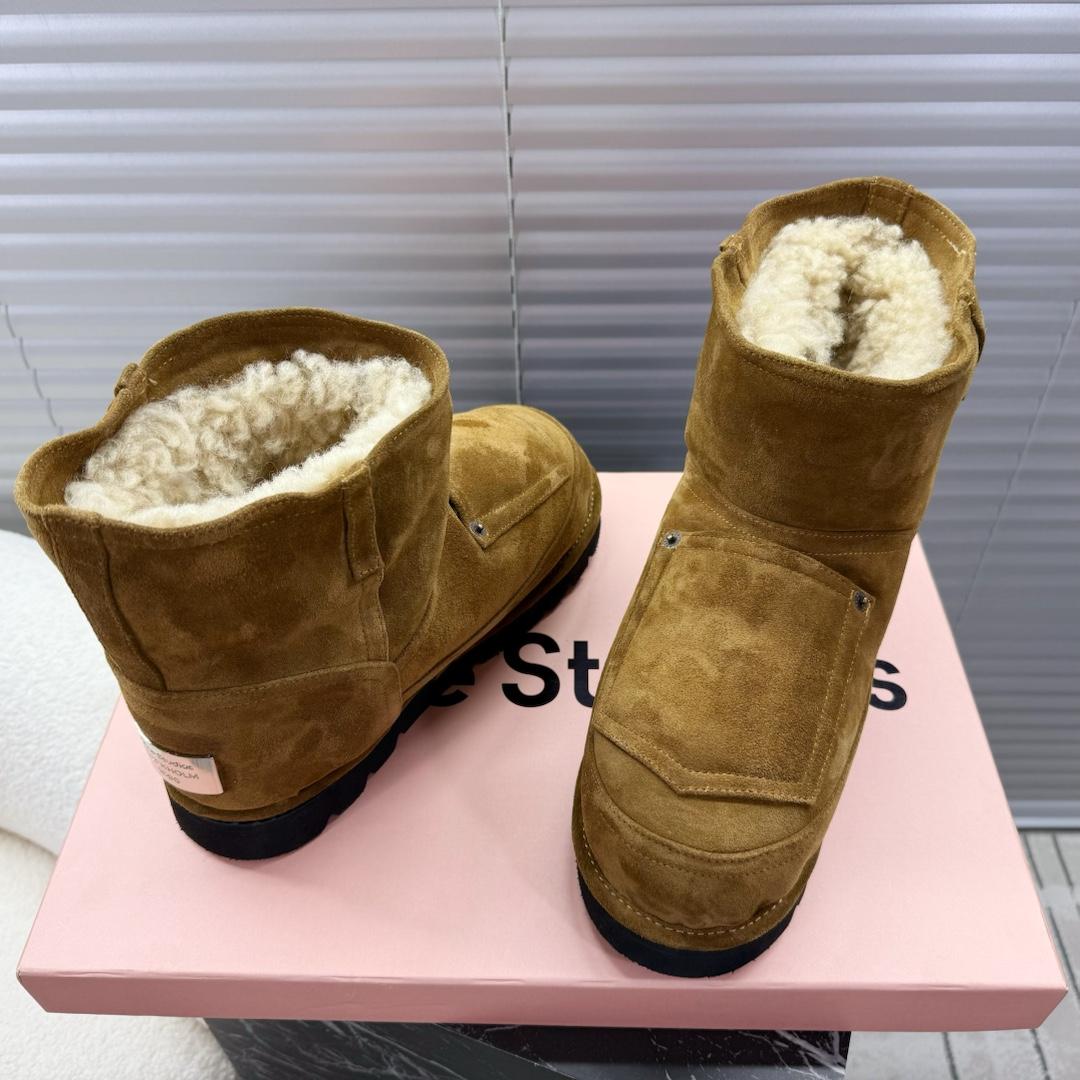Acne Studios Tobacco Brown Shearling Leather Boots - DesignerGu