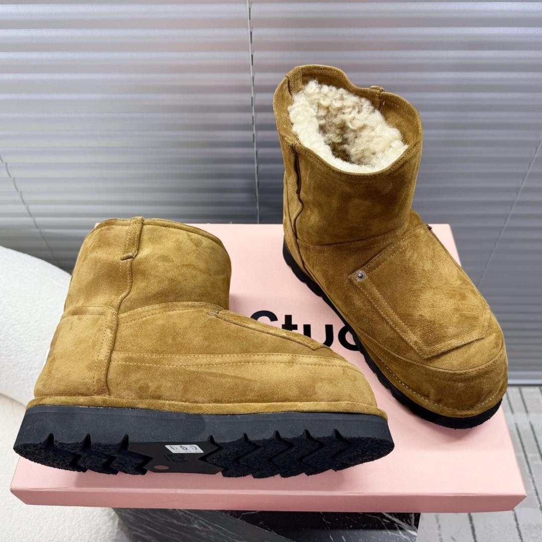 Acne Studios Tobacco Brown Shearling Leather Boots - DesignerGu