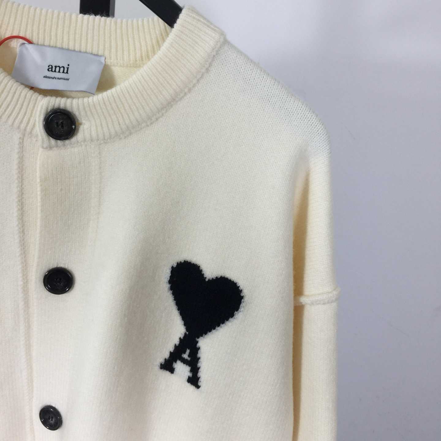 AMI Paris Ami De Coeur Wool Cardigan - DesignerGu