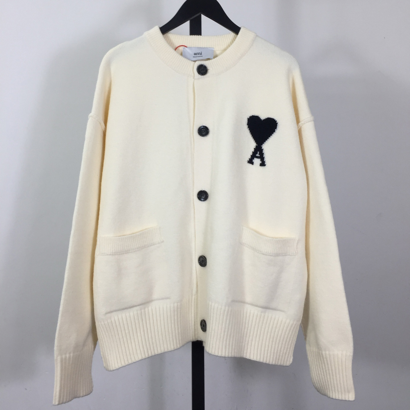 AMI Paris Ami De Coeur Wool Cardigan - DesignerGu