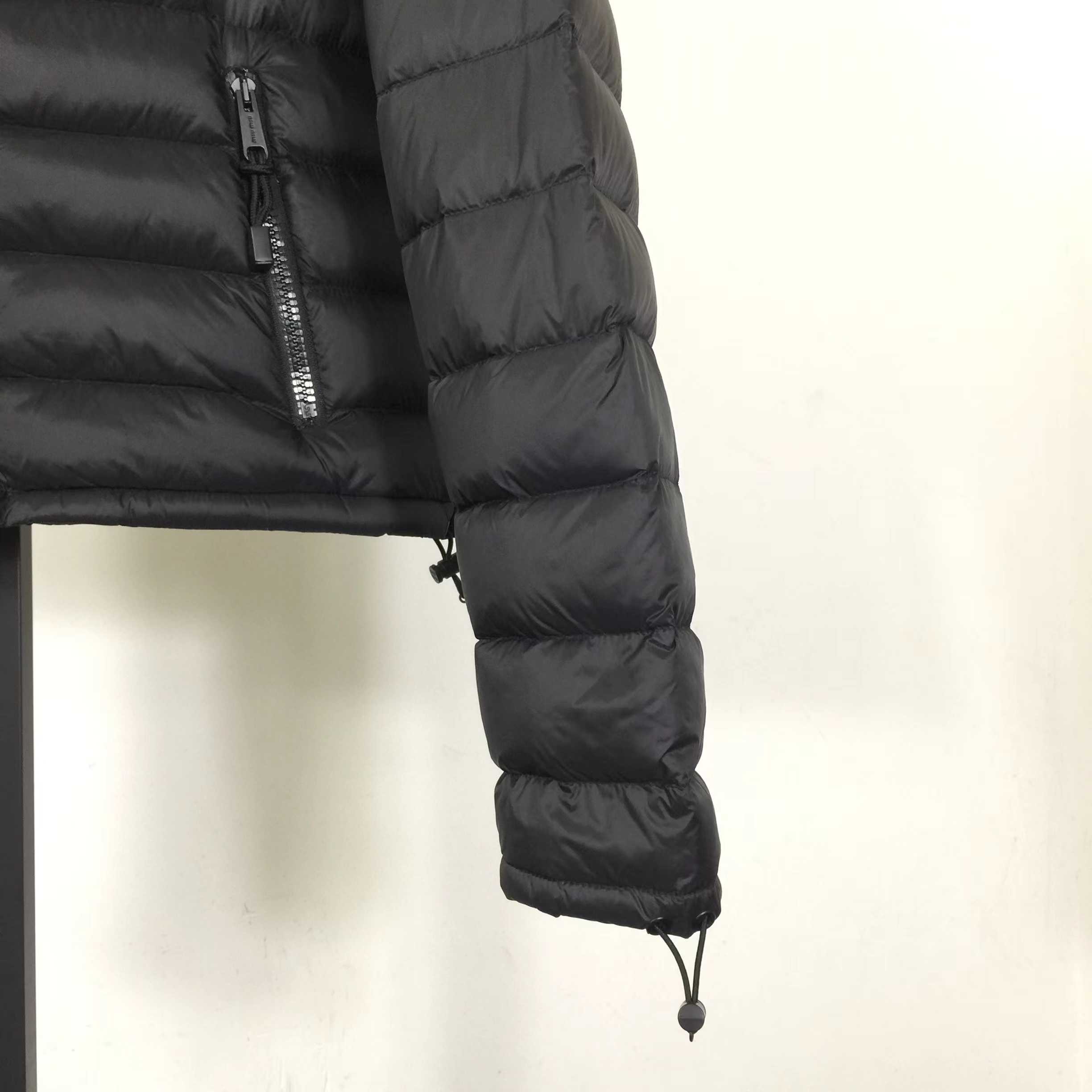 Miu Miu Black Down Hoodie Jacket - DesignerGu